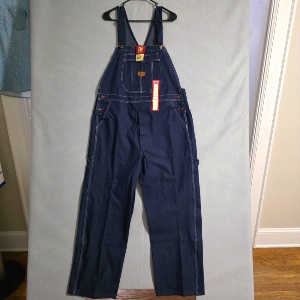 NWT Red Kap Mens Dark Wash Denim Bib Overalls BD10DN Size 38x30
